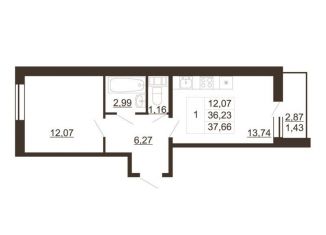 Продаю 1-ком. квартиру, 37.7 м2, Ленинградская область, улица Хохлова, 16