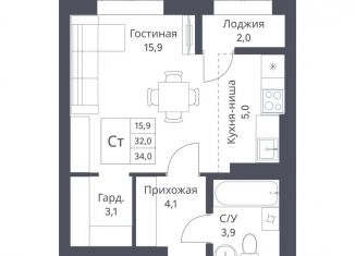 Продается квартира студия, 34 м2, Новосибирск, Калининский район, улица Декоративный Питомник, 8