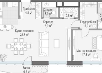 Продается 1-ком. квартира, 218.6 м2, Москва