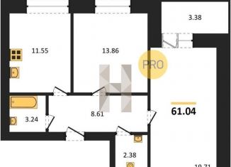 Продажа 2-комнатной квартиры, 61 м2, Воронеж, улица Курчатова, 26Б, Советский район