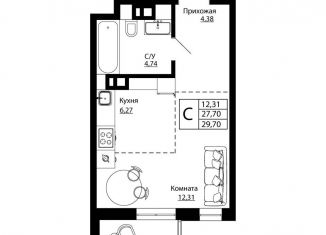 Продается квартира студия, 29.3 м2, Ростов-на-Дону, улица Текучёва, 370/3