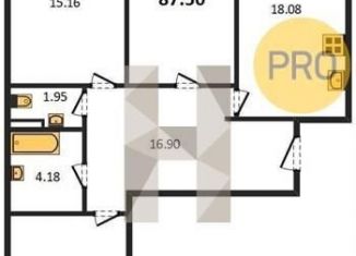 Трехкомнатная квартира на продажу, 87.5 м2, Воронеж, Советский район, улица Курчатова, 26Б