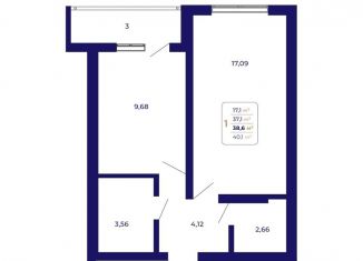 1-ком. квартира на продажу, 38.6 м2, Республика Башкортостан
