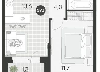 Продается однокомнатная квартира, 34.2 м2, Омск