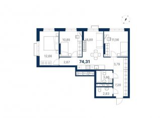 Продается 3-комнатная квартира, 74.3 м2, Екатеринбург, метро Ботаническая