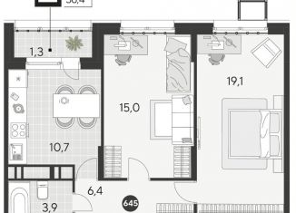 Продается 2-комнатная квартира, 56.4 м2, Омск, Ленинский округ