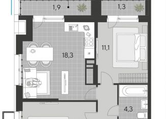 Продается двухкомнатная квартира, 58.1 м2, Омск, Ленинский округ