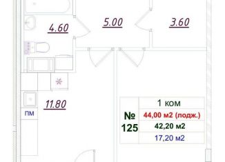 Продажа 1-комнатной квартиры, 43 м2, Ленинградская область