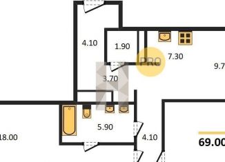 Продаю 2-комнатную квартиру, 69 м2, Новосибирск, метро Октябрьская, Зыряновская улица, 53с