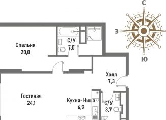 Продается 2-ком. квартира, 69 м2, Москва, Рубцовско-Дворцовая улица, 4