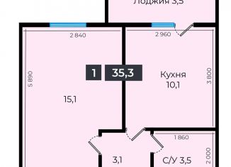 Продам 1-комнатную квартиру, 35.3 м2, Ставрополь, Промышленный район, улица Южный Обход, 53В