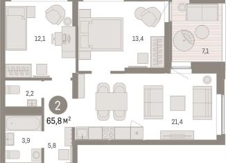 Продаю 2-комнатную квартиру, 65.8 м2, Екатеринбург, улица Гастелло, 19А