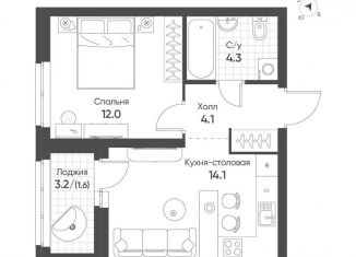 Продаю 1-комнатную квартиру, 36.1 м2, Свердловская область