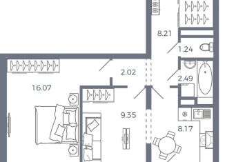 Продается 2-комнатная квартира, 49.7 м2, село Николаевка