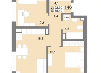 Продажа 2-ком. квартиры, 55.4 м2, Екатеринбург, метро Площадь 1905 года