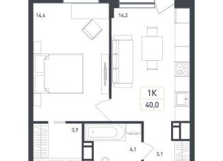 Продается 1-ком. квартира, 40 м2, деревня Борисовка, жилой квартал Новая Щербинка, 18