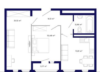 Продается двухкомнатная квартира, 60.6 м2, рабочий поселок Маркова