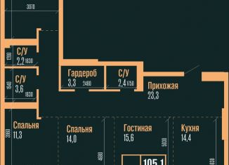 Продаю 4-ком. квартиру, 105.1 м2, Алтайский край, Красноармейский проспект, 61Б