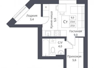 Квартира на продажу студия, 27 м2, Новосибирская область, улица Декоративный Питомник, 8