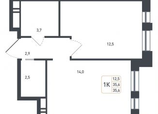 Однокомнатная квартира на продажу, 35.6 м2, Московская область, жилой квартал Новая Щербинка, 18