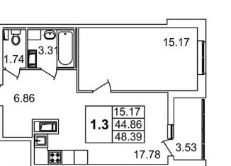 Продажа 1-ком. квартиры, 48.4 м2, Санкт-Петербург, ЖК Чёрная Речка, Белоостровская улица, 12