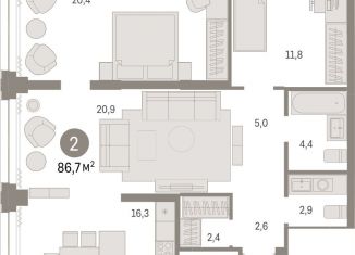 Продаю 2-комнатную квартиру, 86.7 м2, Новосибирск, метро Красный проспект