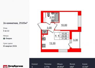 1-ком. квартира на продажу, 29.9 м2, Санкт-Петербург, метро Озерки