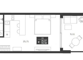 Продажа квартиры студии, 40 м2, село Виноградное, улица Сусловой, 3