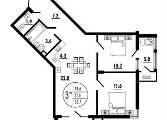 Продаю 3-комнатную квартиру, 66.7 м2, Ростов-на-Дону