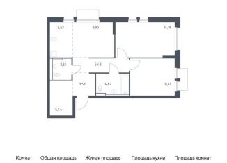 Продается 2-комнатная квартира, 62.7 м2, Балашиха, жилой комплекс Квартал Авиаторов, к8