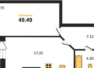 Продаю 1-ком. квартиру, 49.5 м2, Новосибирск