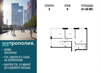 Продажа 3-комнатной квартиры, 81.4 м2, Москва, Волгоградский проспект, 32/3к4, ЖК Метрополия