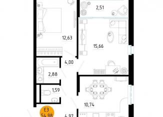 2-ком. квартира на продажу, 55 м2, Рязань