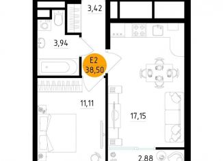 Продам 1-ком. квартиру, 38.5 м2, Рязань