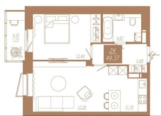 Продаю 2-ком. квартиру, 49.4 м2, Красноярск