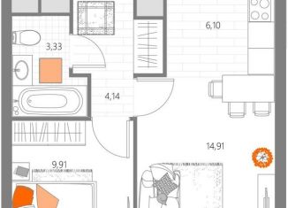 Продается 2-комнатная квартира, 38.4 м2, Москва, ЖК Талисман на Рокоcсовского