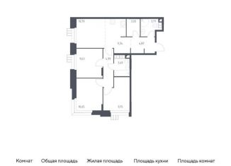 4-комнатная квартира на продажу, 70.3 м2, поселение Мосрентген, многофункциональный комплекс Тропарево Парк, к1.1