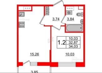 Продам 1-комнатную квартиру, 34 м2, Санкт-Петербург, Манчестерская улица, 3к2, метро Удельная