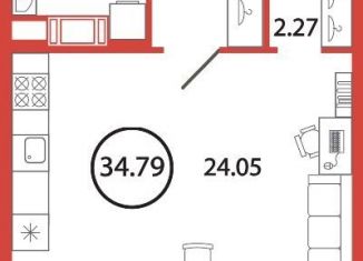 Продаю квартиру студию, 34.8 м2, поселок Бугры, ЖК Энфилд