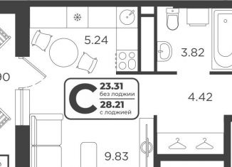 Продам квартиру студию, 24 м2, Тюмень, Холодильная улица, Центральный округ