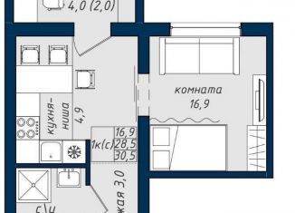 Продается однокомнатная квартира, 31 м2, Барнаул, Северный Власихинский проезд, 122к5, ЖК Nord