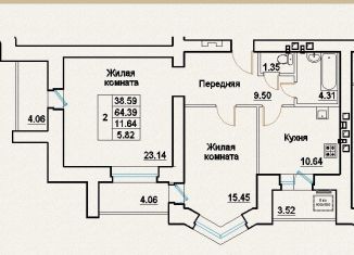 Продажа 2-комнатной квартиры, 64.5 м2, Орловская область, Лазурная улица, 7