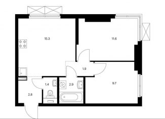 Продается 2-ком. квартира, 45.6 м2, Москва, метро Дмитровская, жилой комплекс Руставели 14, к1/2