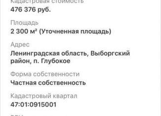 Продажа земельного участка, 23 сот., поселок Глубокое, 3-й Воробьёвый проезд