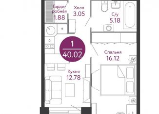 Продам однокомнатную квартиру, 39.9 м2, Москва, жилой комплекс Рашен Дизайн Дистрикт, к2А