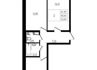 2-комнатная квартира на продажу, 61.9 м2, Мурино, ЖК Тридевяткино Царство