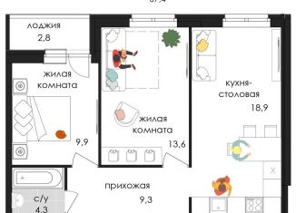 Продается 3-комнатная квартира, 57.4 м2, Пермский край, улица Лифанова, 38