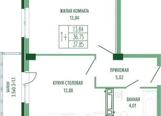 Продам 1-ком. квартиру, 37.9 м2, Краснодар, Прикубанский округ