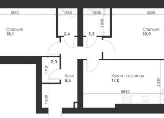 Продается двухкомнатная квартира, 74.4 м2, деревня Нижняя Китаевка