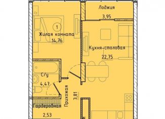 Продаю 1-ком. квартиру, 50.3 м2, Екатеринбург, Машинная улица, 1В/2, ЖК Клевер Парк